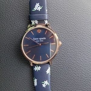 Kate Spade Blue Floral Watch with Gold Accents